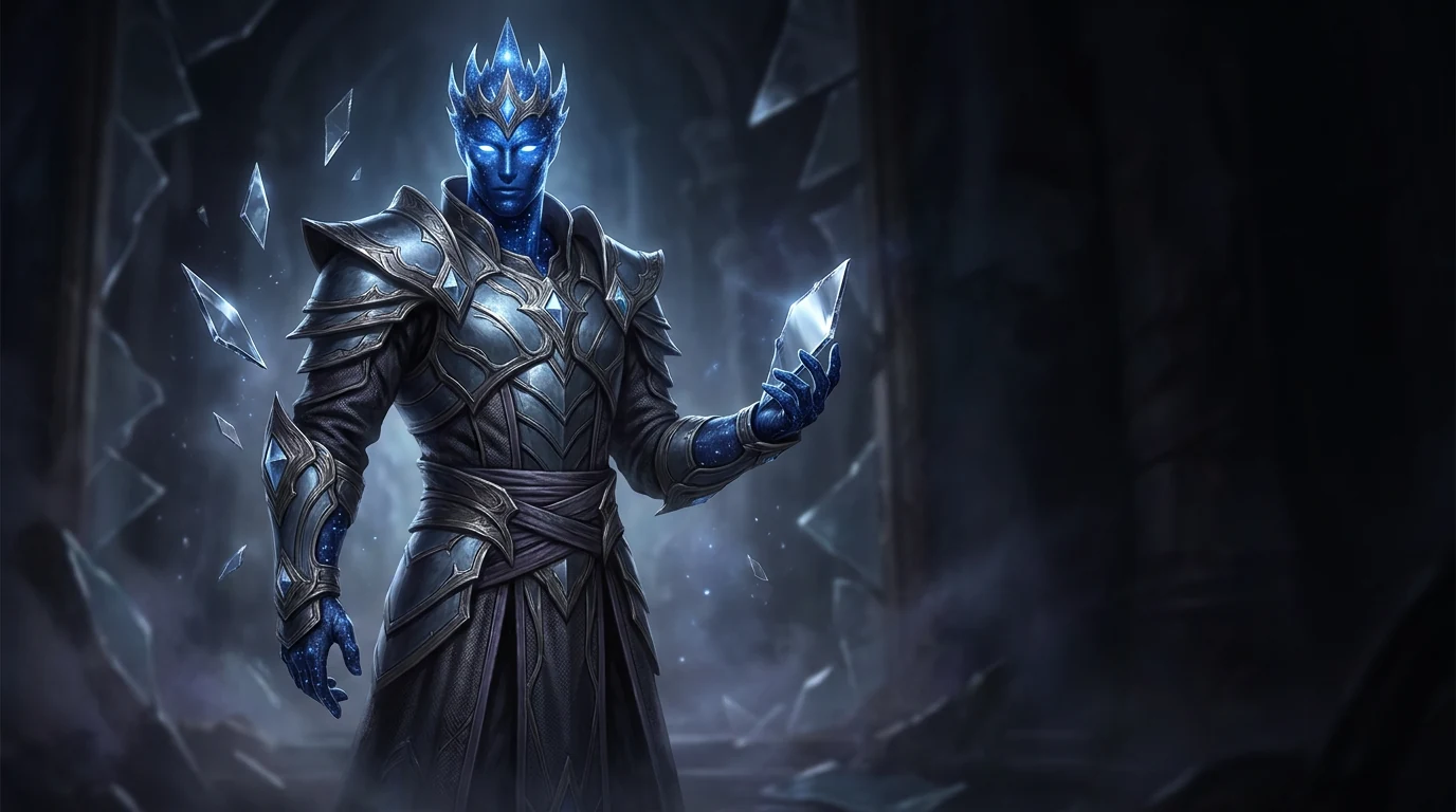 A blue astral being representing the Mirror Mage class